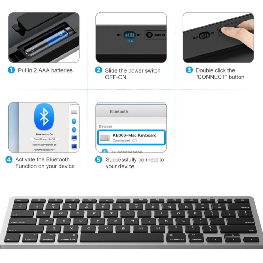OMOTON Bluetooth Keyboard for Mac, Compact Wireless Keyboard Compatible with Mac